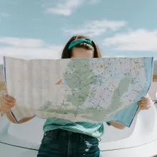 Woman looking at a map